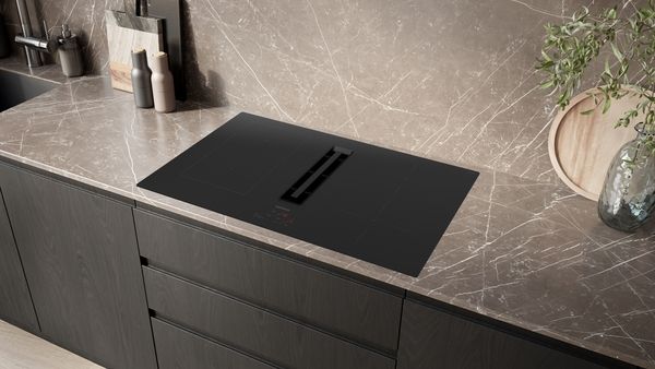 Siemens ED811BS16E 80cm Induction Hob with Integrated Ventilation System in Black
