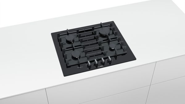 Bosch PPP6A6B90 60cm Gas Hob with FlameSelect in Black Tempered Glass 