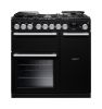 Rangemaster 16346 Nexus 90 Dual Fuel Range Cooker in Gloss Black with Chrome Trim - NEX90DFPGBL/CM1