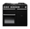 Rangemaster 16388 Nexus 100 Dual Fuel Range Cooker in Gloss Black with Chrome Trim - NEX100DFPGBL/CM1