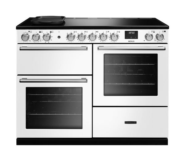Rangemaster 16440 Nexus OC 110 Induction Range Cooker with Proving Drawer in White with Chrome Trim -  NEXO110EIPWHT/CM1