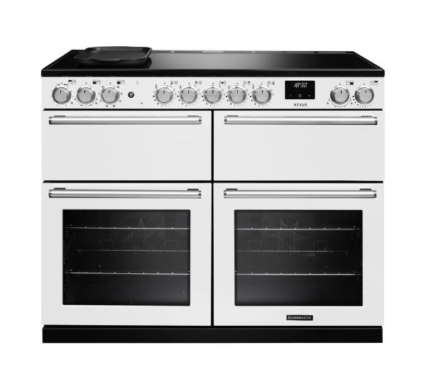 Rangemaster 16482 Nexus BC 110 Induction Range Cooker with Slow Cook Oven in White with Chrome Trim - NEXB110EIPWHT/CM1
