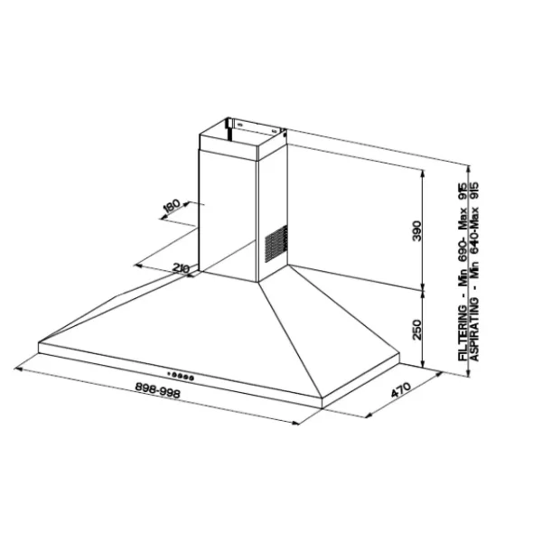 Leisure H901PX 90cm Chimney Hood in Stainless Steel