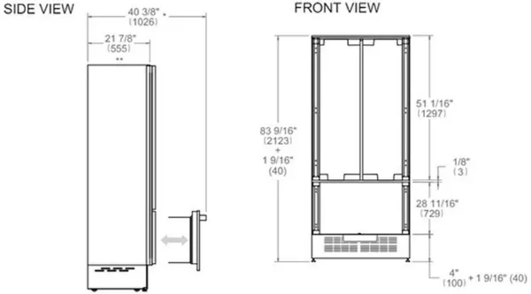 Bertazzoni RFD90S5FPNS/24 90cm Built in French Door Fridge Freezer Panel Ready in Stainless Steel