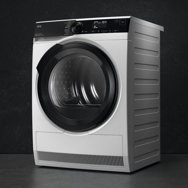 AEG TR849P4B 8000 AbsoluteCare® 9kg Heat Pump Tumble Dryer White_Side Angle View
