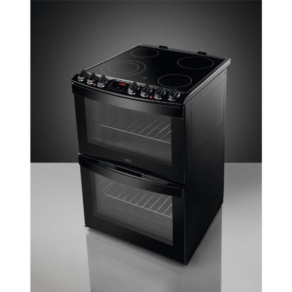 AEG CCX6740ACB 6000 SteamBake 60cm Freestanding Electric Ceramic Cooker Black_Side Angle View