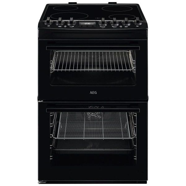AEG CCX6740ACB 6000 SteamBake 60cm Freestanding Electric Ceramic Cooker Black_Front View
