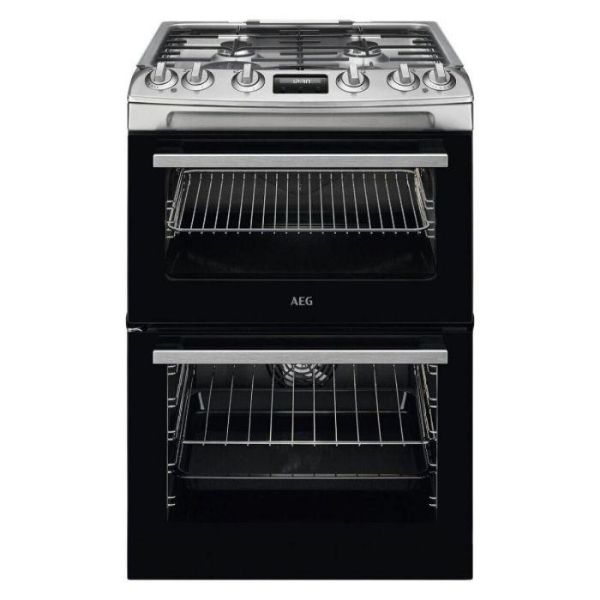 AEG CKX6540ACM 5000 SurroundCook 60cm Freestanding Dual Fuel Cooker Stainless Steel_Front View