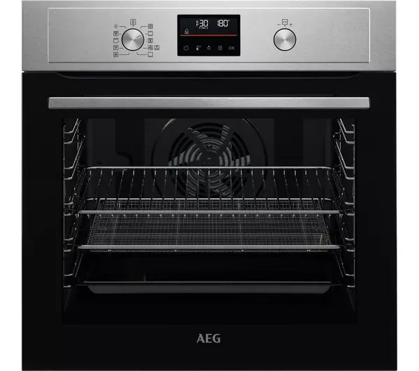 AEG BEX535A61M 6000 AirFry Built In Single Electric Oven Stainless Steel_Front View