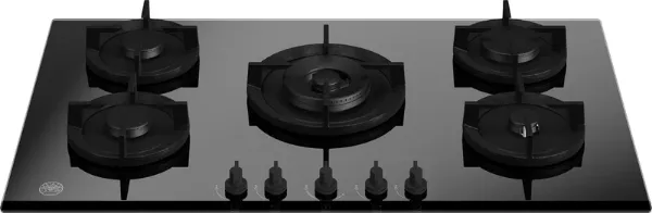Bertazzoni P905CMODGNE Modern Series 90cm 5 Burner with Central Wok Burner Gas Hob in Black Glass