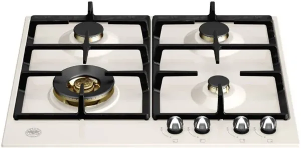 Bertazzoni P604LHERAX Heritage Series 60cm 4 Burner with Wok Burner Gas Hob in Ivory Chrome