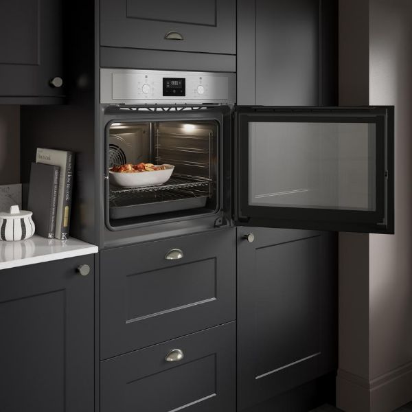 AEG BCX335R11M 3000 SurroundCook Built In Single Electric Oven Stainless Steel_Angled Product View