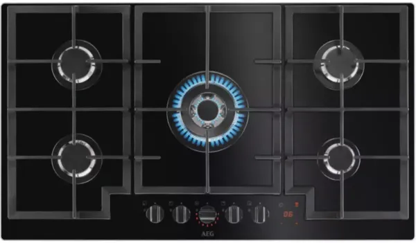 AEG HKB95450NB 8000 FlameLight 90cm Gas Hob Black_Front View
