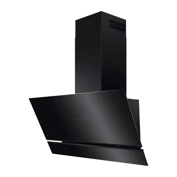 AEG NDV8791CB 8000 AuroraTech Wall Mounted Cooker Hood Black_Angled View
