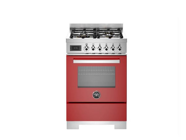 Bertazzoni PRO64L1EROT2 Professional 60cm Single Dual Fuel Cooker in Red