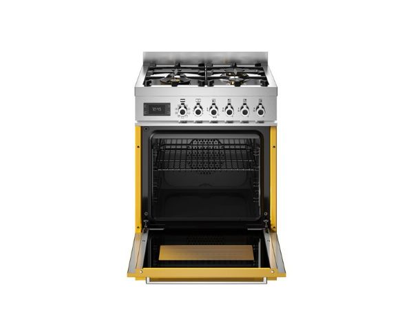 Bertazzoni PRO64L1EGIT2 Professional 60cm Single Dual Fuel Cooker in Yellow