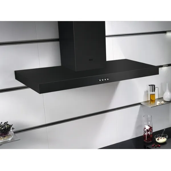 AEG DBX3951R 5000 ExtractionTech Wall Mounted Cooker Hood Matt Black_Installed Kitchen View