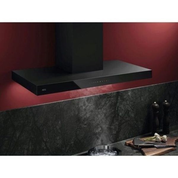 AEG GB67D91HB 6000 Hob2Hood Wall Mounted Cooker Hood Black_Installed Kitchen View