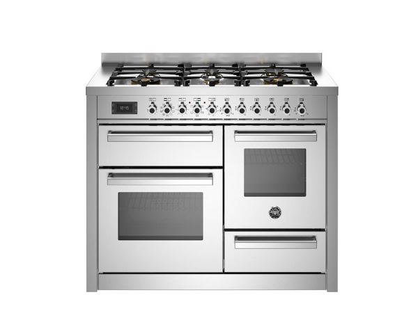 Bertazzoni PRO116L3EXT2 Professional 110cm Triple Dual Fuel Range Cooker in Stainless Steel