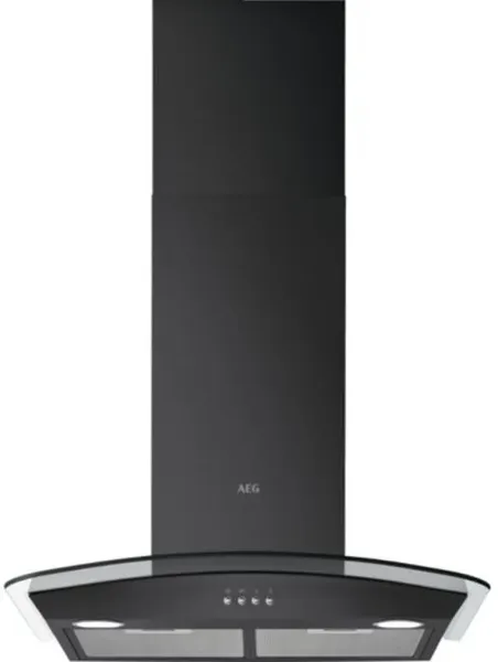 AEG DTX3640B 5000 LEDLights Wall Mounted Cooker Hood Black Glass_Front View