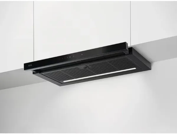 AEG GDP866PB 7000 SilenceTech Telescopic Cooker Hood Black_Installed Kitchen View