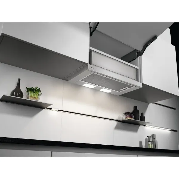 AEG DPB3632S 3000 ExtractionTech Telescopic Cooker Hood Silver_Installed Kitchen View