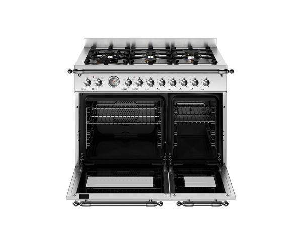 Bertazzoni HER96L2EXT2 Heritage 90cm Double Dual Fuel Range Cooker in Stainless Steel