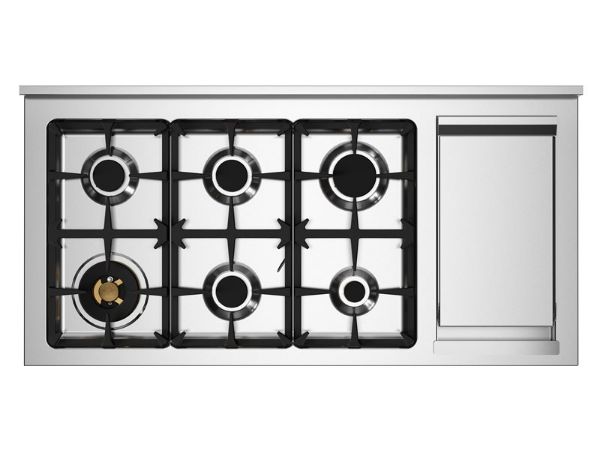 Bertazzoni HER126G2EXT2 Heritage 120cm Double Dual Fuel Burner and Griddle Range Cooker in Stainless Steel