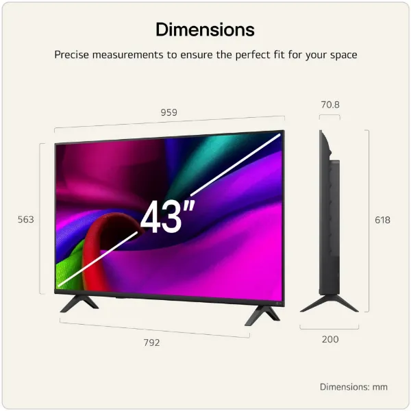 LG 43NU900B6LA.AEK 43" 4K UHD NANO AI Smart TV_dimensions