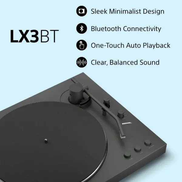 Sony PSLX3BT.CEK Wireless Bluetooth Turntable with Auto Playback - Dark Grey_features