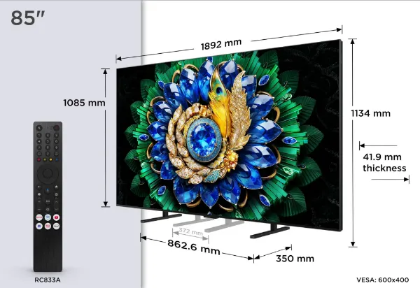 TCL 85A400M-UK 85" QD-MINI LED TV_dimensions