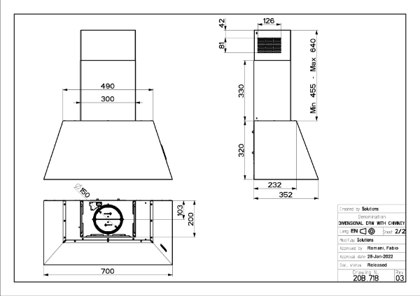 Faber Chloé EV8P A70 70cm Old Metal Wall Mounted Cooker Hood_dimensions
