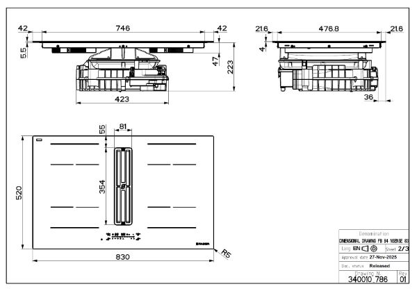 Faber Galileo Phantom A830 Ducted Only Matt Glass Venting Induction Hob_diagram