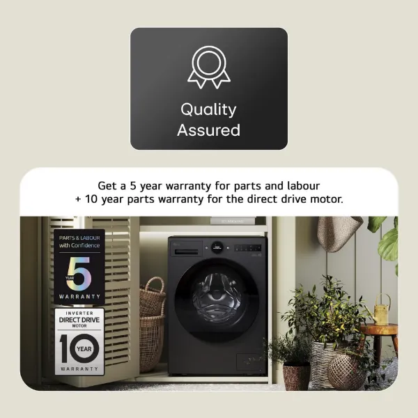 LG Series 10 AI Direct Drive WHX9516TBC - 11 kg Autodose Heat Pump Washer Dryer - Black