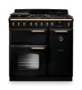 Rangemaster 18256 Classic Deluxe 90 Dual Fuel Range Cooker in Charcoal Black with Antique Brass Trim - CLDL90DFPCBL/AB1