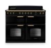 Rangemaster 18383 Classic Deluxe BC 110 Induction Range Cooker with Slow Cook Oven in Gloss Black with Antique Brass Trim - CLDLB110EIPGBL/AB1