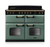 Rangemaster 18386 Classic Deluxe BC 110 Induction Range Cooker with Slow Cook Oven in Mineral Green with Antique Brass Trim - CLDLB110EIPMGR/AB1