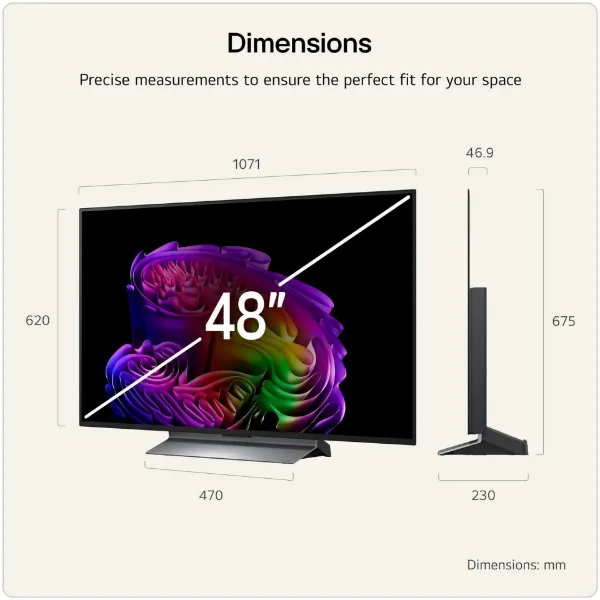 LG OLED48G66LS.AEK 48" 4K OLED evo AI Stand version Smart TV_dimensions