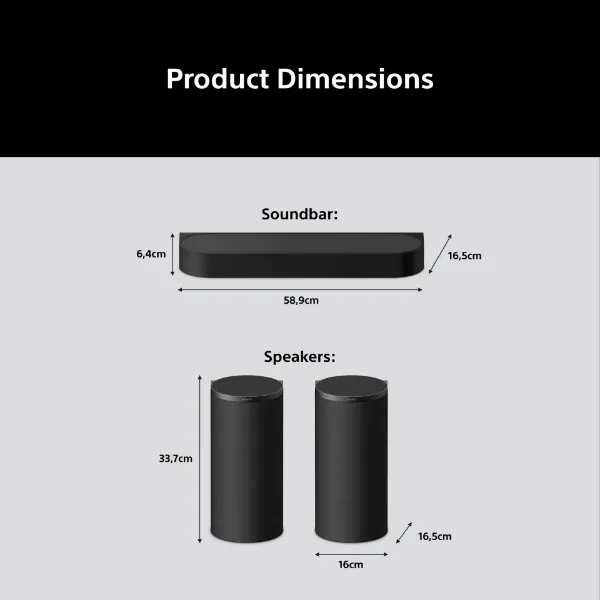Sony BRAVIA 5.1ch - 7.1chBRAVIA Theatre Trio + SR Surround Sound by Dolby Atmos - Black_dimensions