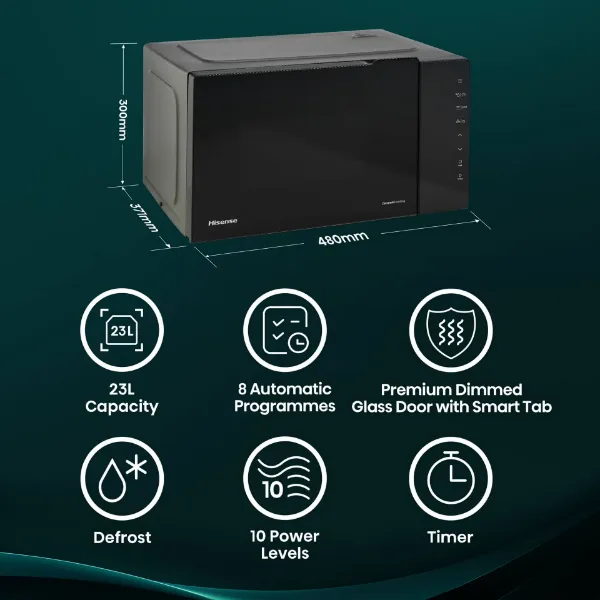 Hisense H23MOBS5H4UK 23 Litres Solo Microwave - Black_dimensions