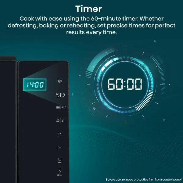 Hisense H23MOBS5H4UK 23 Litres Solo Microwave - Black_timer