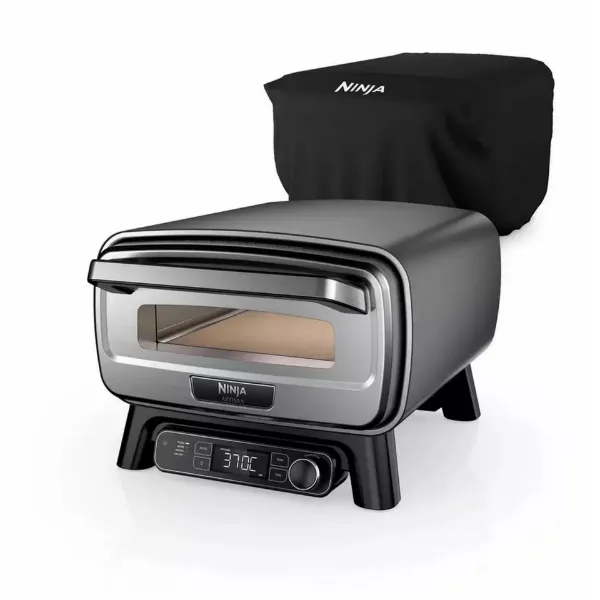 Ninja MO203UK Artisan Outdoor Pizza & Air Fry Oven with Cover - Grey_angled view