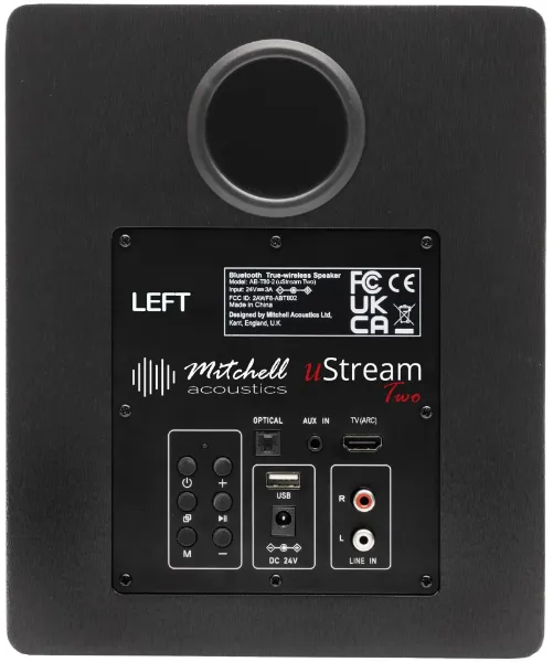 Mitchell Acoustics UStream Two Active stereo wireless Speakers - Black_single back