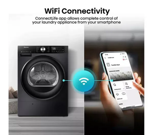 Hisense 3S Series DH3S802BB3 WiFi-enabled 8kg Heat Pump Tumble Dryer - Black