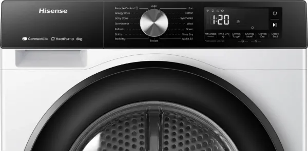 Hisense 3S Series DH3S802BW3 WiFi-enabled 8kg Heat Pump Tumble Dryer - White